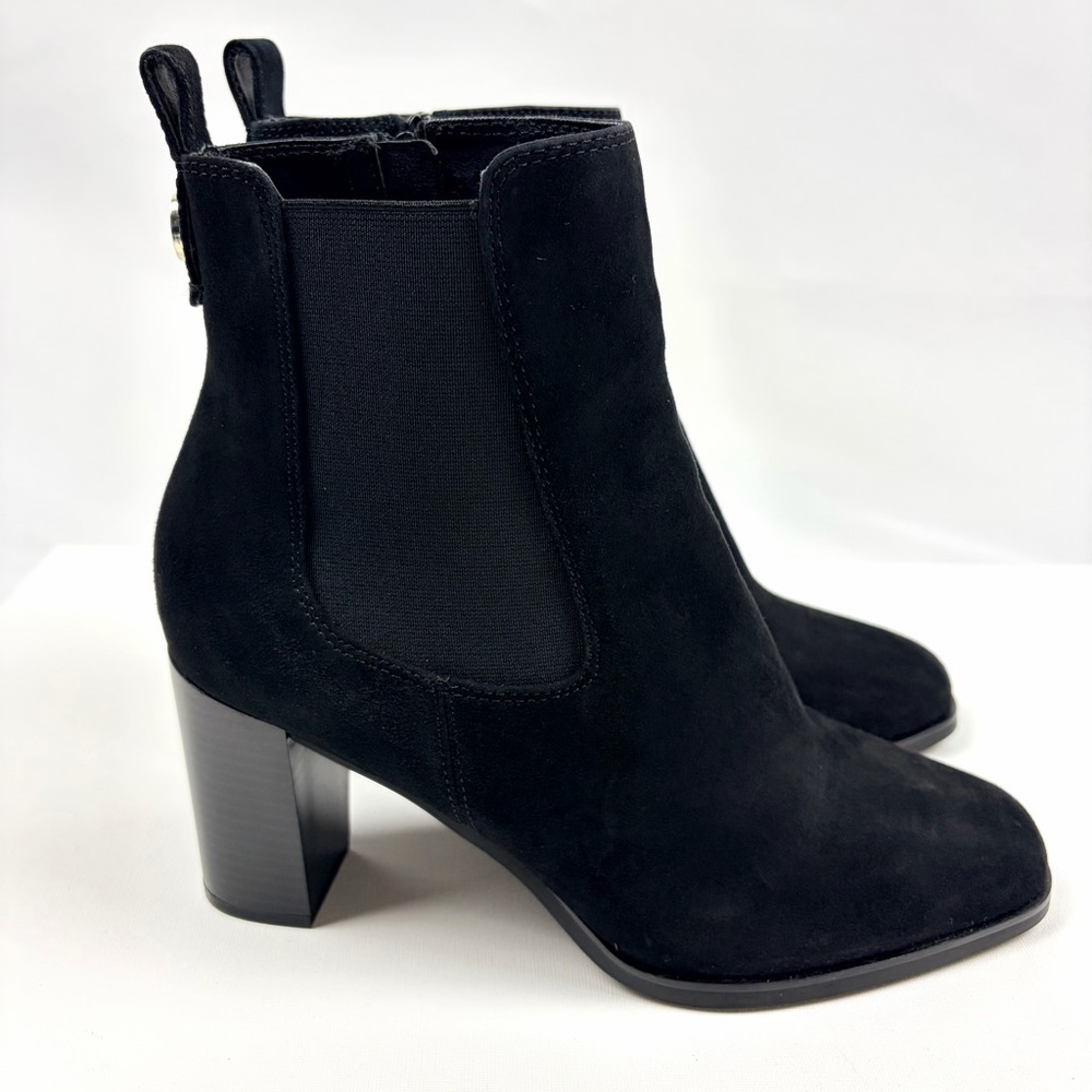 Giani Bernini Brigittef Black Suede Ankle Boots Block Heel Size 10M